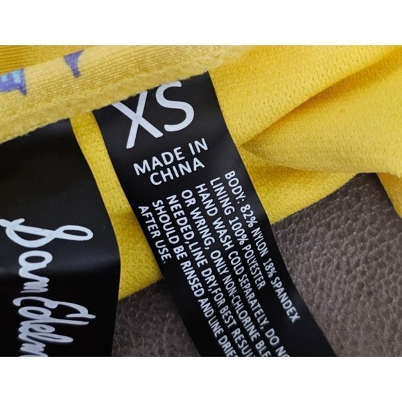 Sam Edelman Cut Out Yellow Ruffle Blue Floral One Piece Women's Swimsuit Size XS - Picture 9 of 10